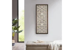 16X38 Natural + White Wood Damask Carved Dimensional Wall Decor Panel -Estally Home Decor Store 319361 brown mdf painting room 85