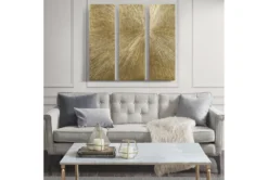 15X45 Gold Metallic Dimensional Sunburst Wall Decor Set Of 3 -Estally Home Decor Store 319399 gold mdf painting room 85