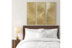 15X45 Gold Metallic Dimensional Sunburst Wall Decor Set Of 3 -Estally Home Decor Store 319399 gold mdf painting room 86