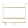 20X20 Gold Metal Modern 2 Tier Wall Shelf With Hooks -Estally Home Decor Store 322094 gold metal shelf signature 02