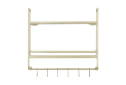 20X20 Gold Metal Modern 2 Tier Wall Shelf With Hooks
