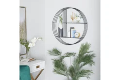 32X32 Black Metal + Glass Minimalist Modern Wall Shelf -Estally Home Decor Store 322095 black metal shelf room 85