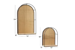 14X24 Black Metal + Brown Bamboo Modern Arch Wall Shelf Set Of 2 -Estally Home Decor Store 322102 brown bamboo shelf detail 44