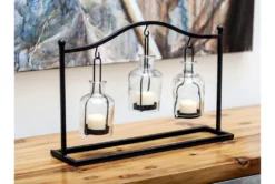 11" Metal & Glass Votive Holder -Estally Home Decor Store 81945 black multi media candleholder v2 room 85