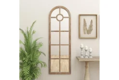 23X73 Grey Wash Wood + Metal Arch Grid Leaner Floor Mirror -Estally Home Decor Store 92089 brown glass mirror room 88