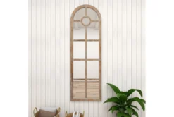 23X73 Grey Wash Wood + Metal Arch Grid Leaner Floor Mirror -Estally Home Decor Store 92089 brown glass mirror room 89