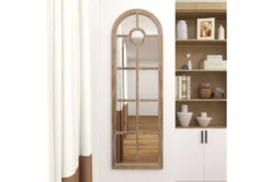 23X73 Grey Wash Wood + Metal Arch Grid Leaner Floor Mirror -Estally Home Decor Store 92089 brown glass mirror room 91