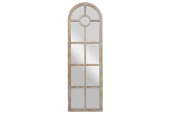 23X73 Grey Wash Wood + Metal Arch Grid Leaner Floor Mirror
